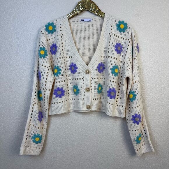 SO • Floral Crochet Sweater - Picture 3 of 13
